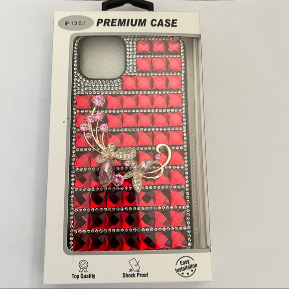 Red glitter strong phone case for Apple IPhone 13 - Picture 3 of 3